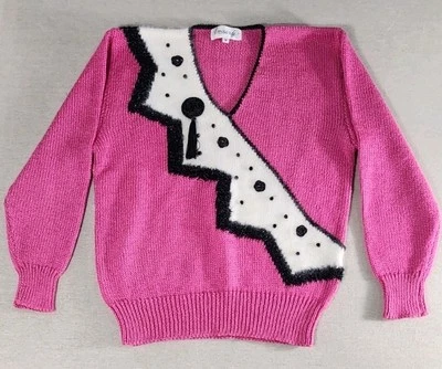 Suéter Fressange Barbie Rosa Negro Estrás Lana Nylon Acrílico Talla Mediana Foto 1 de 4