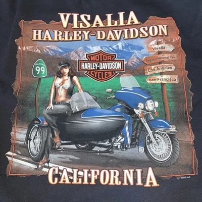 2009 Vtg USA Harley Davidson California US 99 Visalia CA Graphic Hoodie Black L - Image 1 of 4