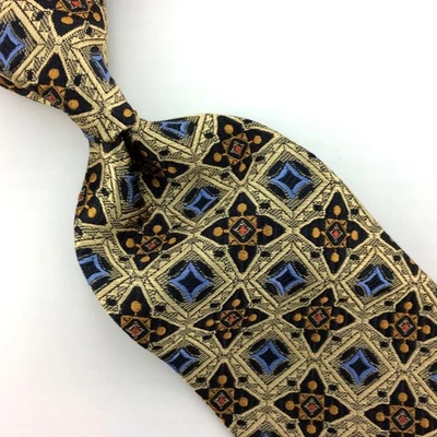 Robert Talbott Tie Best Of Class Art Nouveau Luxury Bright Gold Blue  XL 64" - Image 1 of 4