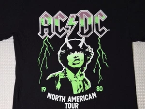 Camiseta AC DC North American Tour 1980 Rock Music Negra Algodón Talla M Aplicación Híbrida - Imagen 1 de 7