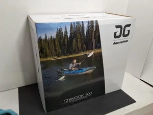 AQUAGLIDE Chinook 100 Inflatable 10' Foot Kayak Kit Packable - Blue/Black - Picture 1 of 4