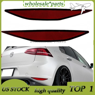 Dark Red Lens Rear Bumper Reflector Lenses Fits Volkswagen Golf 2017-2015 USA Foto 1 de 4