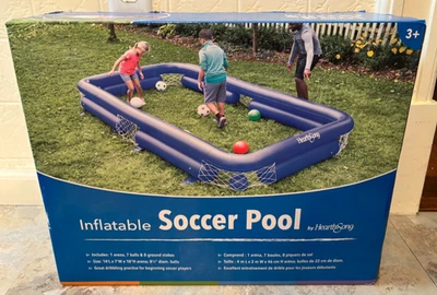 Inflatable Soccer Pool by HearthSong incl Arena, 7 balls, 8 stakes 14'Lx7'Wx18"H - image 1 of 4
