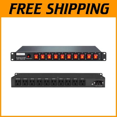 Network Server Power Strip w/ 10 LED Switches, 6ft Cord, - Image 1 of 4