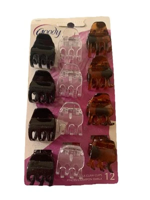 12 Goody Classics Darla Small Claw Clips Hair Jaw Plastic Black Tort Brown Clear - Image 1 of 3