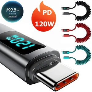 Fast Charging Cable Spiral Type C Charger Charging Coiled With Digital Display - Picture 1 of 16