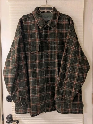Vintage Men's Le Collezioni Structure Wool Blend Button Up Jacket Green Plaid XL - Image 1 of 4