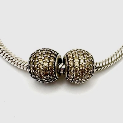 Pandora Golden Pavé Lights Sterling Silver & CL Charms Set of 2 - Image 1 of 4