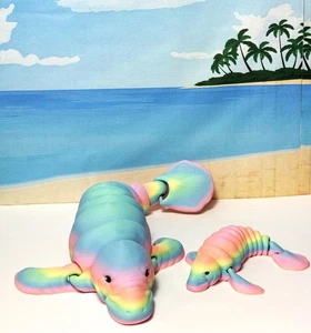 2pcs 3D Printed Manatee, Mother &Child Rainbow Manatee, Articulated Fidget Toy - Picture 1 of 9