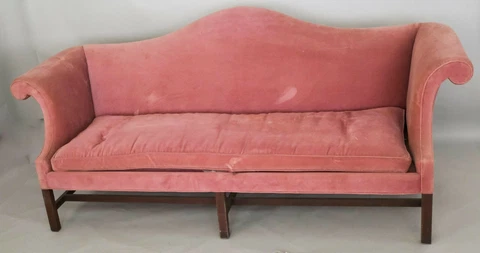 Kittinger Williamsburg Mahogany Chippendale Sofa Rose Velvet Fabric WA 1005 Cover