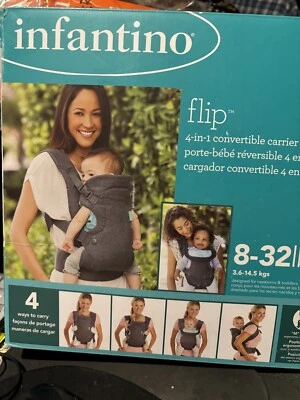 PORTABEBÉS Infantino Abatible 4 en 1 Convertible Gris 8-32lbs Ajustable Nuevo Foto 1 de 4