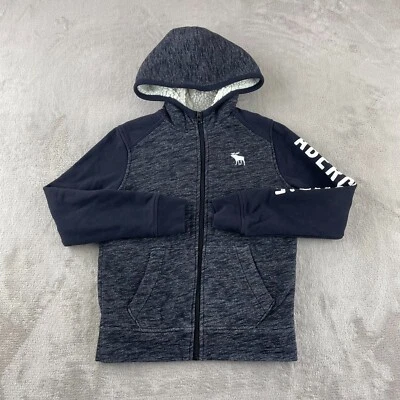 Sudadera con Capucha Abercrombie & Fitch Niños 9/10 Gris Manga Logo Sherpa Forrada Manga Larga Foto 1 de 4