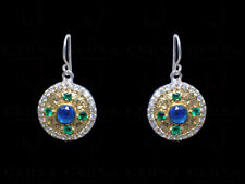 Iolite, Emerald & White Topaz GEmstone Studded Earring In Silver GE021056