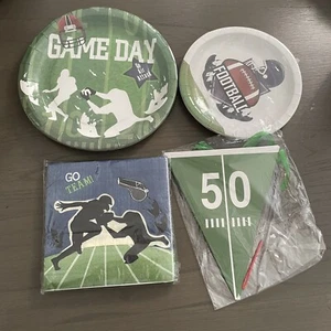 Football Happy Birthday Party Supplies Bundle Plates Banner Napkins Decorations - Picture 1 of 5