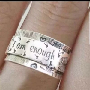 Silver .925 I Am Enough Ring, Sz 7, 8,10 Womens Band Ring, Affirmation - Picture 1 of 3