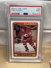 1990-91 O-Pee-Chee Calgary Flames Hockey Card #386 Theo Fleury Psa 9