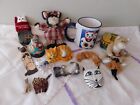 Kitty Cat Collection Cat Pins, Cat Figurines, Cat Plush Toys, Cat Mug Lot of 16