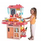  Kitchen Set Toys with 42 Pcs Lights & Sounds,Play Sink with Running Water, Des