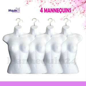 4 Pack Female Torso Mannequins White Women Dress Body Forms - Picture 1 of 4