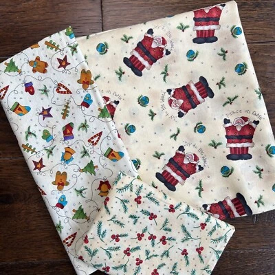 SSI - KP Kids Fabric Kari Pearson Christmas Santa - Almost 2 Yards Total Vintage - Image 1 of 4