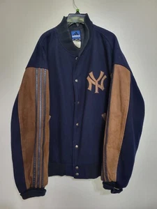 Yankees New York 1998 World Series MLB Players Jacket Adidas L Leather Wool - Picture 1 of 3