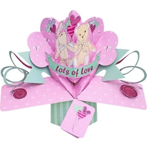Tarjeta emergente 3D Teddy Love cumpleaños San Valentín tarjetas de felicitación en blanco para ella - Imagen 1 de 1