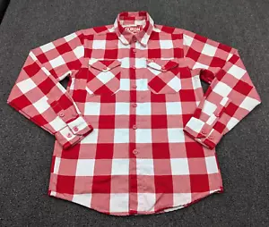 Camisa de franela Dixxon The Otto para hombre roja blanca búfalo a cuadros con botones talla XS - Imagen 1 de 11