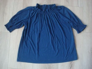 Mini Boden Girls Size 7-8Y 128cm Ruffle T-Shirt Top Short Sleeve Navy Blue - Picture 1 of 9
