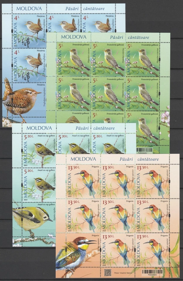 Folhas completas de pássaros, pássaros canoros Moldávia 2025 4 MNH - Imagem 1 de 1