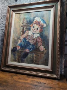 Original signiertes Gemälde "Dottie Mulhare" Öl auf Leinwand Raggedy Ann um 1950 - Bild 1 von 10