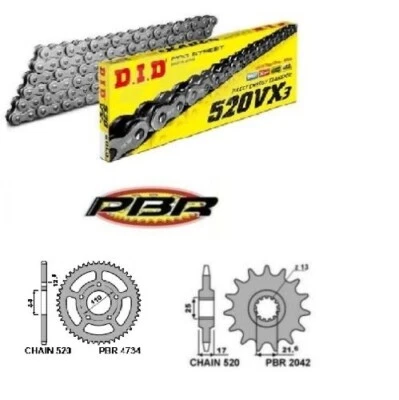 Honda CB 500 X 2021 2023 Kit trasmissione catena DID 520 VX3 corona pignone 16 - Immagine 1 di 4