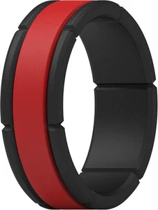 Silicone Wedding Rings for Men, Breathable Patterned Rubber Engagement Bands 8.2 - Picture 1 of 5