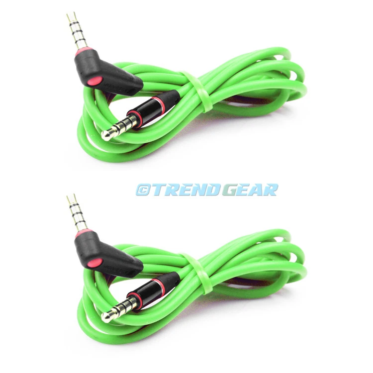 2X 4FT 3.5MM AUX L JACK MALE AUDIO STEREO CABLE GREEN FOR IPHONE 5S 5C IPOD NANO - Image 1 of 1