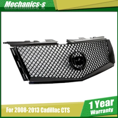 Front Grille Bumper Upper For Cadillac CTS 2008-2013 Plastic Gloss Black Grill - Image 1 of 4
