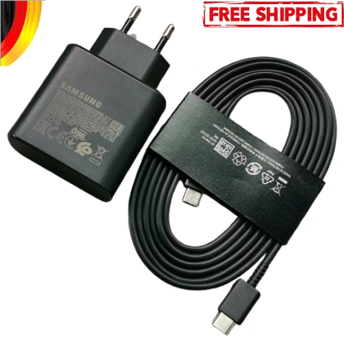 MARKENLOS Samsung 45W Ladegerät USB-C Schnellladeadapter + 1,8m Kabel Galaxy S/No