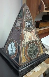 15" Schwarz Marmor Obelisk Intarsien Pietra Dura Zuhause Esszimmer Büro Dekor Kunst - Bild 1 von 3