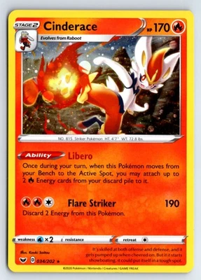 Cinderace - 034/202 (Cosmos Holo)Miscellaneous Cards & Products - Image 1 of 2