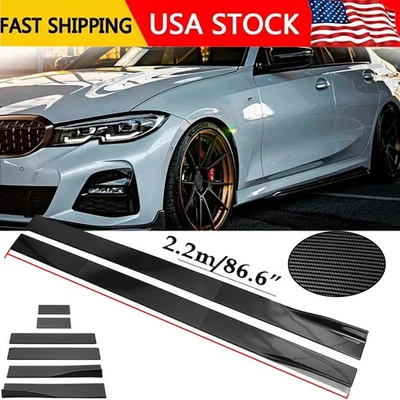 Carbon Fiber 86.6inch Side Skirt Extensions Rocker Panel For BMW E90 E92 E93 — 第 1/4 张图片