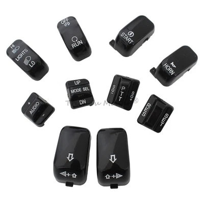 10pcs Hand Control Switch Button Cover Caps Black For Harley Road Glide 1998-06 - Image 1 of 4