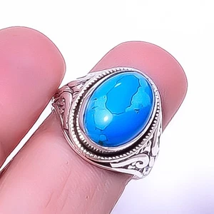 Türkis versilbert Handarbeit Schmuck Ring Gr.7,5 F2596, Weihnachtsgeschenk - Bild 1 von 6