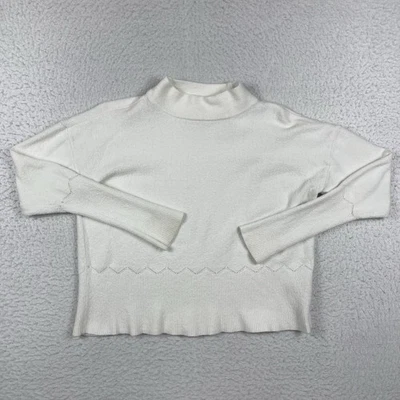 Suéter Vineyard Vines Mujer Pequeño Blanco Cuello Simulado Informal Oficina Viaje Trabajo Foto 1 de 4