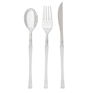 128 Pieces Tone Plastic Disposable Cutlery | Forks-Spoons-Knives | Full Size ... - Picture 1 of 4