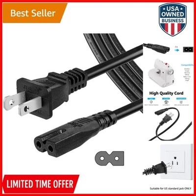 Cable de alimentación de CA para máquinas de coser 6 pies negro compatible con Brother Singer Foto 1 de 4