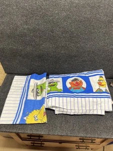 Vintage Sesame Street Twin Sheet Set Flat Fitted and Pillow Case 70s 80s - Picture 1 of 5