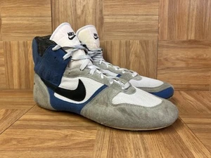 VNTG🔥 Nike 1989 Greco Wrestling Boots Blue White Gray Made in Korea - Picture 1 of 13