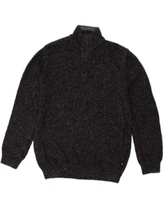 CHAPS Mens Zip Neck Jumper Sweater Medium Black Flecked Cotton BB05 - Picture 1 of 3