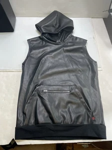 TOF Paris 341 Kinky Sudadera con Capucha de Cuero Sin Mangas para Hombres S Bolsillo con Cremallera Aspecto Húmedo - Imagen 1 de 10
