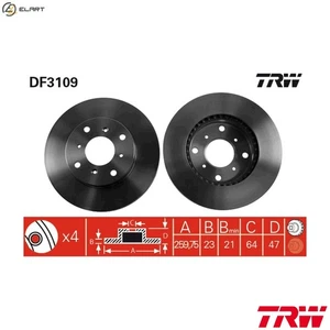 2x BRAKE DISC DF3109 FOR HONDA ACCORD/VI/VII K20A7 2.0L F23Z5/F23Z4/F23A3 2.3L - Picture 1 of 12
