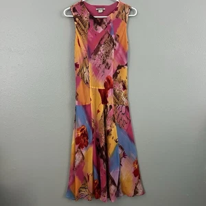 Abito midi vintage Chelsea & Violet 100% seta taglia S colorato taglio sbiadito stravagante - Foto 1 di 9