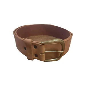 Divided leather belt M. Buckskin with gold tone buckle Sweden style 908661 - Picture 1 of 6